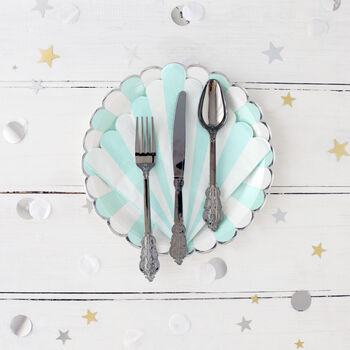 Metallic Silver Ornate Party Cutlery For Six, 5 of 6