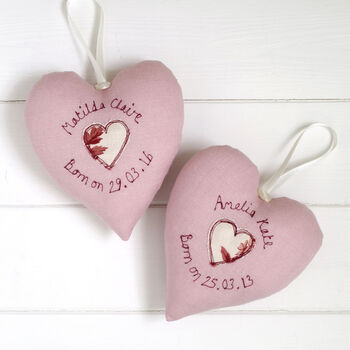 Personalised Hanging Heart Gift For New Baby Girl, 9 of 12