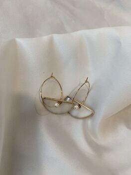 Semi Circle Mother Of Pearl Bridal Earrings, 7 of 8
