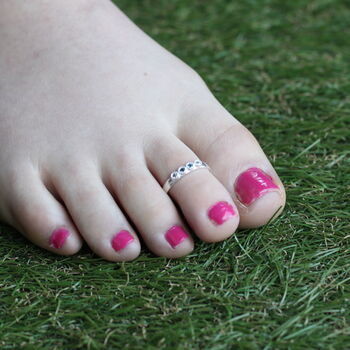 Pure Silver Blue Stone Bichiya Slim Toe Ring, 2 of 8