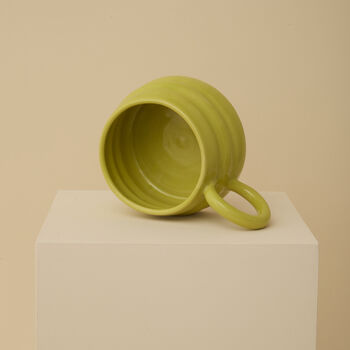 Chartreuse Handmade Wavy Ceramic Mug, 3 of 6