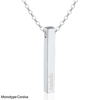 Sterling Silver 3D Vertical Bar Name Necklace, 6 of 8