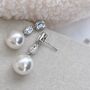 Pearl Drop Bezel Set Moissanite Drop Earrings In 14k Gold And Sterling Silver, thumbnail 9 of 12