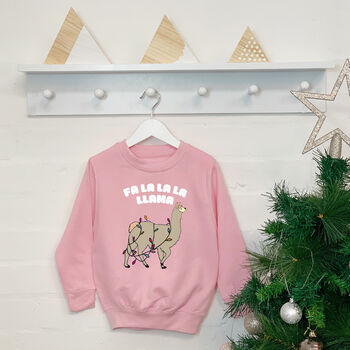 Fa La La La Llama Kids Christmas Sweatshirt, 2 of 2