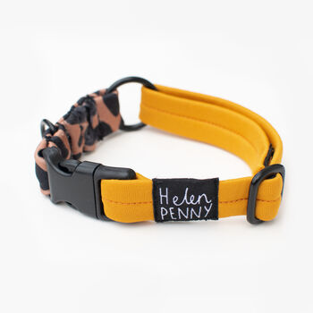 Leopard Print And Yellow • Padded Dog Collar, 3 of 5
