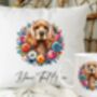 Personalised Cocker Spaniel Summer Floral Dog Wreath Cushion And Mug Gift Bundle B, thumbnail 1 of 5