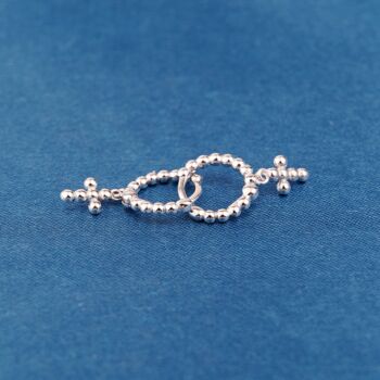 Silver Beaded Cross Hoop Earrings, 4 of 7