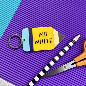 Personalised Teacher Gift Pencil Keyring, 3 of 5