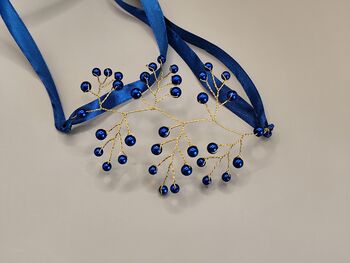 Royal Blue Pearl Wrist Corsage – Gold Or Silver, 2 of 9