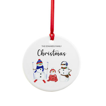 Personalised Snowman Family Christmas Ornament, 4 of 5