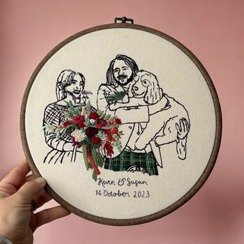 Personalised Embroidered Couples Wedding Portrait, 3 of 12