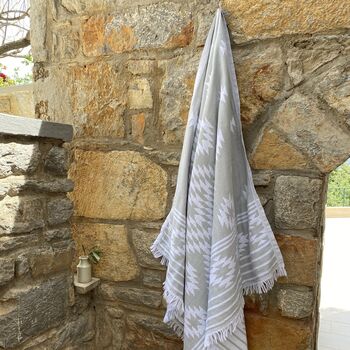 Cappadocia Patterned Peshtemal Towel Sage Grey, 2 of 11