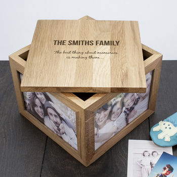 Personalised 'We Are Family' Oak Photo Box, 2 of 6