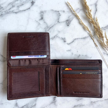 Men's Brown Buffalo Leather Wallet Rfid Protected, 2 of 3