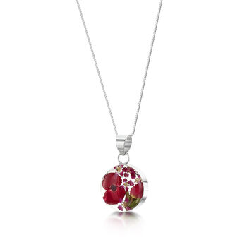 Real Flower Necklace Round Pendant With Sterling Silver Chain And Gift Box. Six Designs, 6 of 12