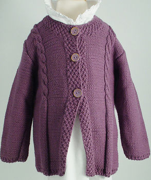 Handmade Organic Cardigan Cabled For Girls, 8 of 9