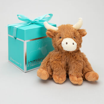 Mini Longhorn Highland Coo Cow Soft Toy, Gift Box, Ideal For Christmas, 2 of 11