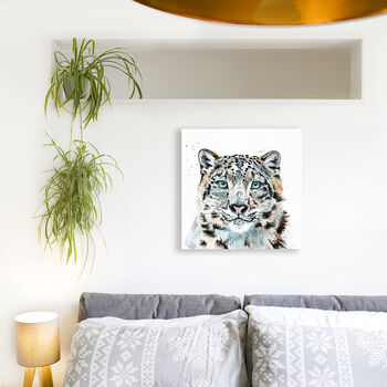 Inky Snow Leopard Canvas Gallery Print, 7 of 9