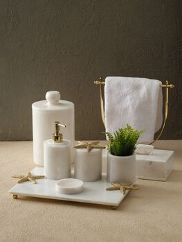 Luxury Black Marble Ginkgo Bathroom Set With Towel Holder, 4 of 4