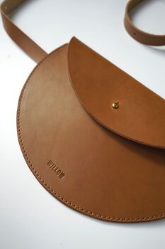 Large Slim Handmade Leather Halfmoon Crossbody Bag, 9 of 12