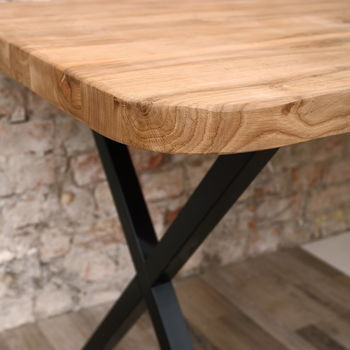 Battersea X Shaped Legs Industrial Oak Dining Table, 6 of 7
