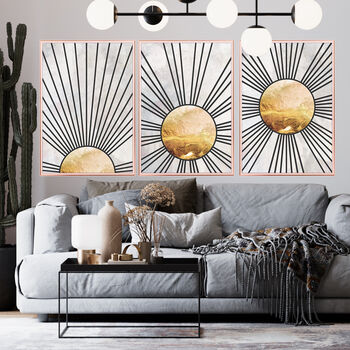 Custom Colour Set Of Three Bohemian Sun Wall Art Prints, 2 of 7