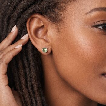 Sterling Silver August Peridot Birthstone Stud Earrings – 7mm, 3 of 6