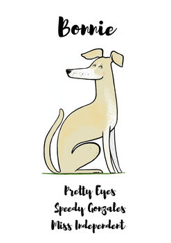 Greyhound Personalised Dog Name And Personality Print, 2 of 5