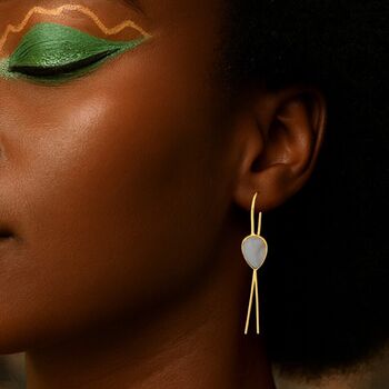 Gold Plated Silver Moonstone Teardrop Hook Earrings, 2 of 5