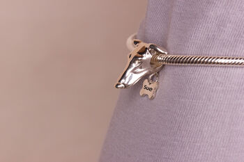 Personalised Silver Greyhound Head Bead Charm, 5 of 8