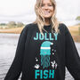 Jolly Fish Women's Christmas Jumper, thumbnail 1 of 4
