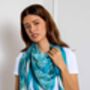 Japanese Vintage Pine Needles Teal And Ivory Silk Scarf, thumbnail 3 of 6
