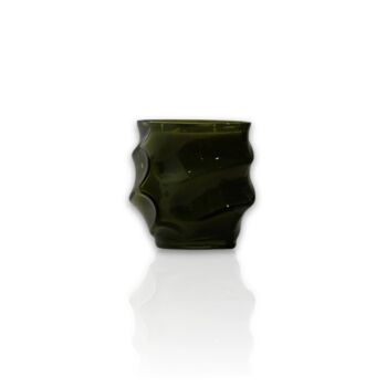 Set Of Two Large Handblown Glass Candle Holder – Green Wave Form, 2 of 2