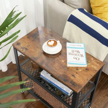 Brown Console Table With Two Mesh Shelves, 2 of 5