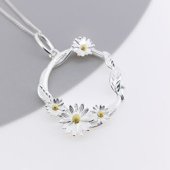 Personalised Sterling Silver Entwined Daisy Flower Necklace, 3 of 10