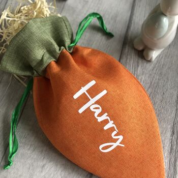 Personalised Name Easter Carrot Hunt Bag, 4 of 4