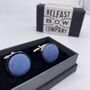 Irish Linen Cufflinks In Slate Blue, thumbnail 2 of 3