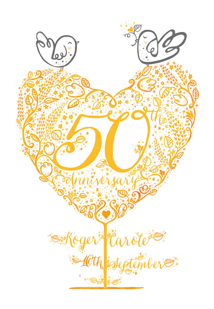 50th golden  wedding  anniversary  gift  print by wetpaint 