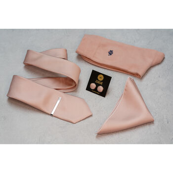 Blush Pink Tie Set And Socks Wedding Groomsmen Gift, 2 of 5