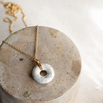 Howlite Disc Pendant Necklace, 2 of 5