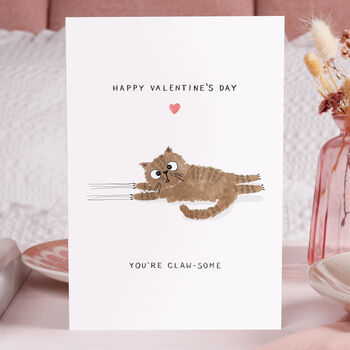 Funny Cat 'You're Claw-some' Valentine Card, 2 of 5