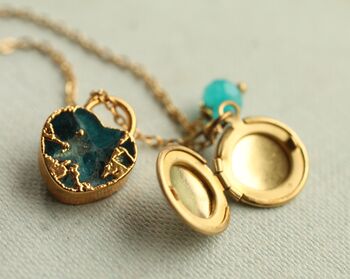 Turquoise Gemstone Charm Personalized Locket, 3 of 10
