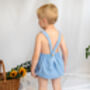 Unisex Chambray Blue Romper With Monogramming, thumbnail 3 of 3