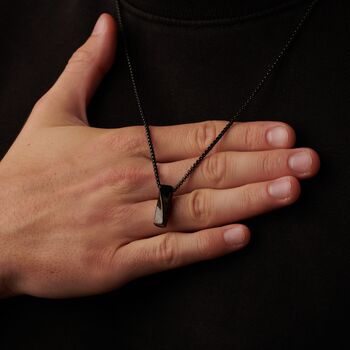 Black Engraved Rectangle Name Pendant Necklace, 2 of 10