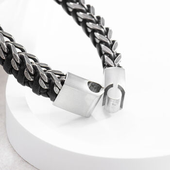 Personalised Woven Leather And Stainless Steel Bracelet, 5 of 10
