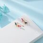 Sterling Silver Rainbow Marquise Cz Cluster Crawler Earrings, thumbnail 6 of 11