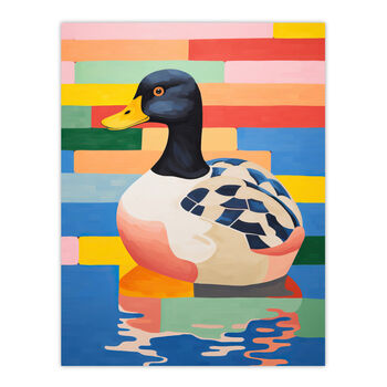 Duckpond Delight Colourful Bright Bird Wall Art Print, 6 of 6