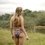 Midnight Blossom Halter Neck One Piece Swimsuit, thumbnail 2 of 3