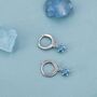Sterling Silver Aqua Blue Cz Star Huggie Hoop Earrings, thumbnail 6 of 12