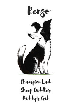 Border Collie Personalised Dog Name Gift Print, 2 of 2